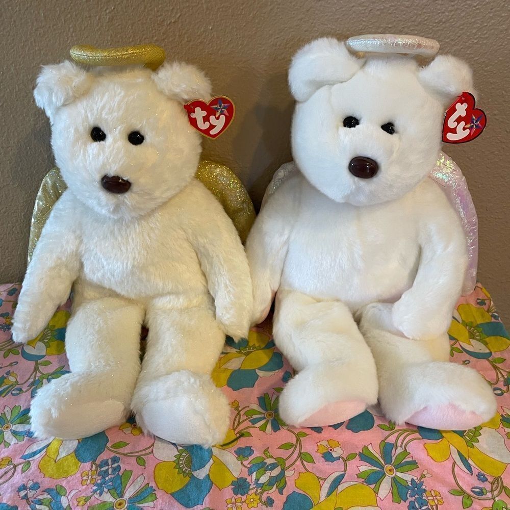 TY Halo and Halo II Beanie Buddies Angel Bears